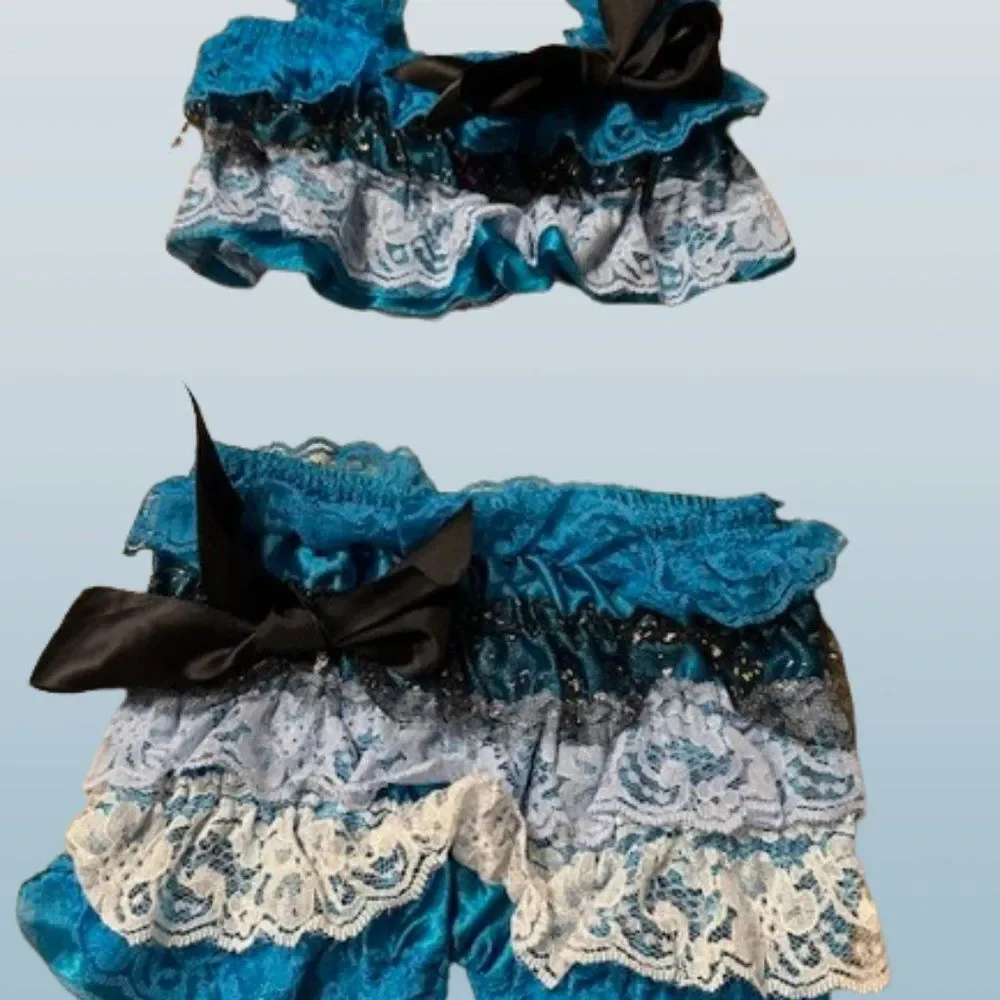 Multi Blue 2 pc Lace Romper  4117  Small 3M-12M  NWT Boutique
